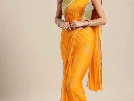 Saree Mall Yellow & Gold-Toned Zari Sarees For Discount