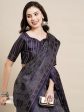 Saree Mall Navy Blue & Grey Floral Art Silk Bhagalpuri Sarees Online Hot Sale