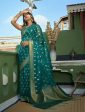 Delightful Designer Turquoise Color Organza Silk Saree With Weaving Work - Yomika Fashions Discount