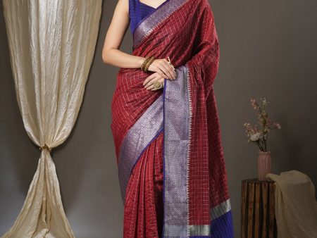 Saree Mall Checked Zari Festive Sarees Fashion