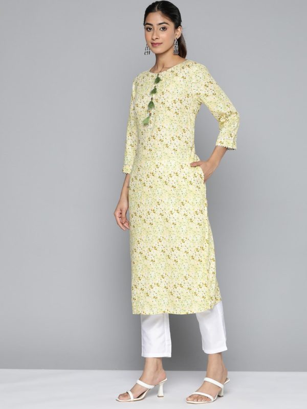 HERE&NOW Floral Printed Gotta Patti Kurta For Cheap