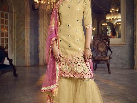 Myra Beige Heavy Beautiful Embroidered Gharara Suit Fashion