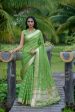 Vishnu Weaves Women s Green Organza Silk Zari Woven Saree with Blouse Online now