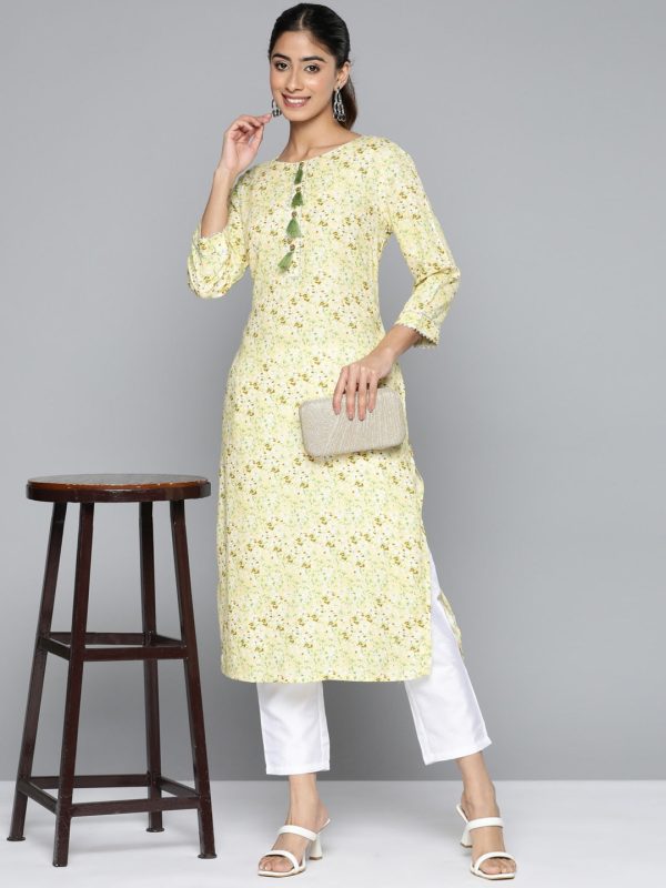 HERE&NOW Floral Printed Gotta Patti Kurta For Cheap