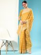 Vishnu Weaves Women s Mustard Lucknowi Cotton Chikankari Woven Saree with Blouse Supply