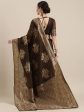 Saree Mall Brown Floral Linen Blend Banarasi Saree Discount