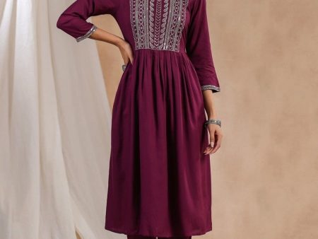 Anubhutee Ethnic Motifs Yoke Design Sequins Detail A-Line Kurta Online now