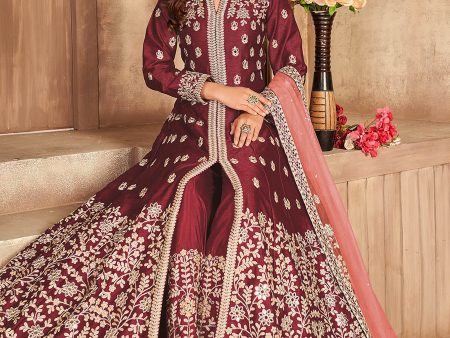 Myra Red Art Silk Embroidered Anarkali Suit Online Sale