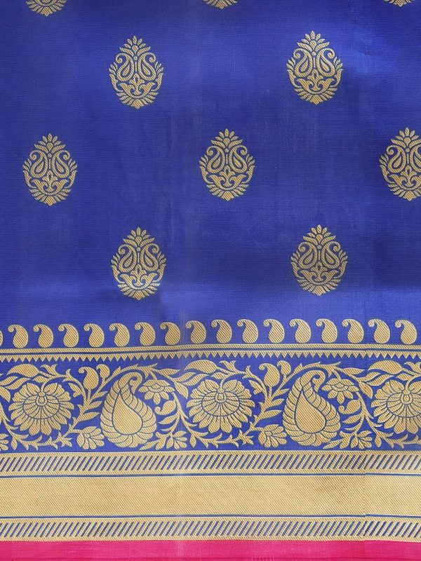 Saree Mall Pink & Blue Paisley Print Half & Half Saree For Cheap