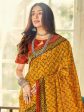 Saree Mall Mustard & Maroon Ethnic Motifs Printed Bhagalpuri Sarees Cheap