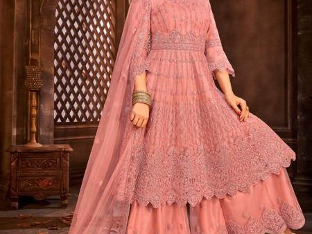 Myra Beautiful Dusty Pink Heavy Embroidered Gharara Suit For Discount