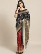 Saree Mall Black & Red Half & Half Printed Saree For Discount