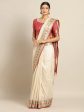 Saree Mall Cream Silk Blend Banarasi Sarees Supply