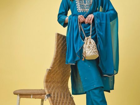 Kalini Embroidered Regular Kurta with Trousers & With Dupatta Hot on Sale