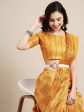 Saree Mall Yellow Floral Printed Bhagalpuri Saree Online