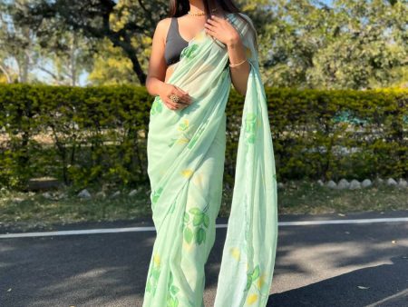 Vamsee Green Chiffon Designer Saree Hot on Sale