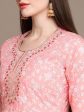 HERE&NOW Floral Printed Embroidered Sequinned High-Low Kurti with Trouserss Supply