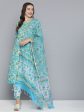 HERE&NOW Floral Printed Regular Pure Cotton Kurta with Trousers & With Dupatta For Sale