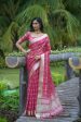 Vishnu Weaves Women s Rani Pink Organza Silk Zari Woven Saree with Blouse Hot on Sale