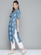 HERE&NOW Women Blue & Golden Paisley Printed Straight Kurta Sale