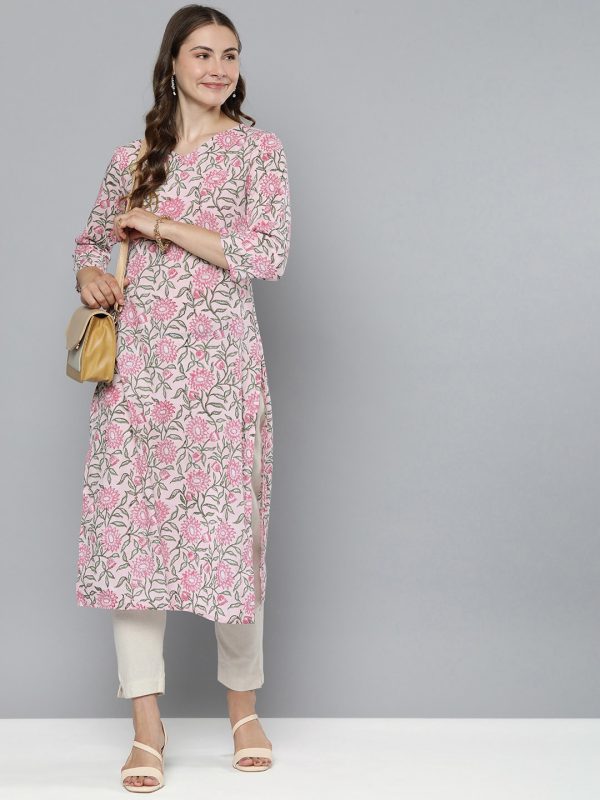 HERE&NOW Floral Printed Floral Kurta on Sale