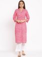 HERE&NOW Pink Chevron Printed Regular Kurta with Trousers on Sale