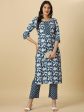 HERE&NOW Floral Printed Regular Kurta with Trousers For Sale