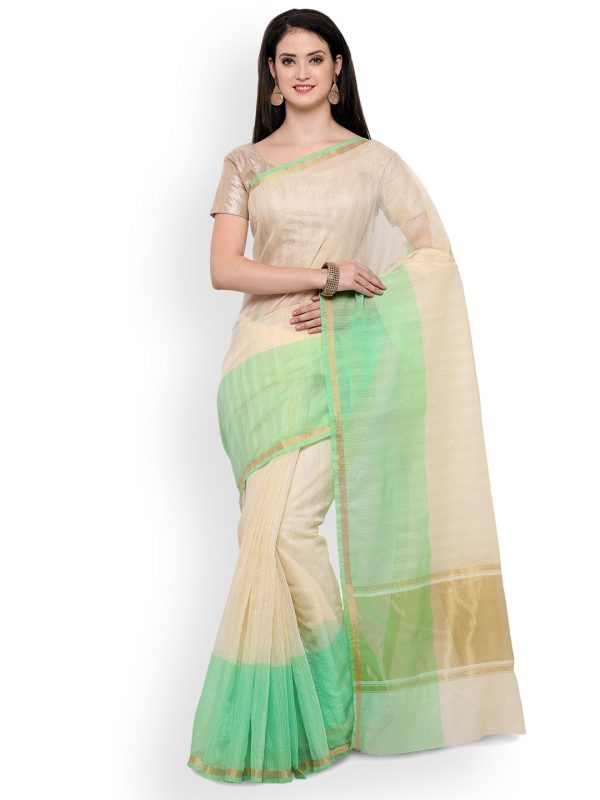 Saree Mall Cream Solid Art Silk Saree Online now