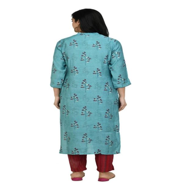 Lagi Women s Turquoise Blue Printed Straight Kurta & Pant (MC41A) Supply