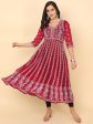 HERE&NOW Chikankari Embroidered Thread Work Georgette Anarkali Kurta Discount