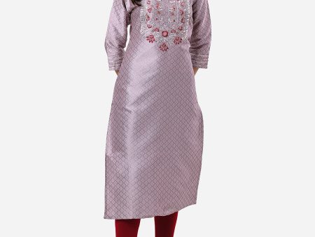 HERE&NOW Floral Embroidered Straight Regular Kurta Online Sale