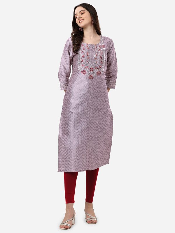 HERE&NOW Floral Embroidered Straight Regular Kurta Online Sale