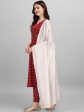 HERE&NOW Geometric Printed Pure Cotton Kurta With Trousers & Dupatta Cheap