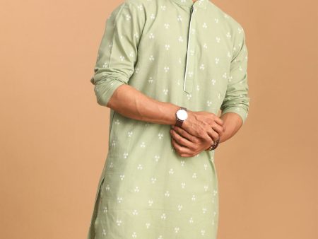 Shvaas by Vastramay Men s Green Cotton Kurta on Sale