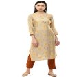 Lagi Women s Orange Printed Straight Kurta & Pant (MC45B) For Discount