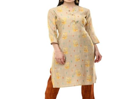 Lagi Women s Orange Printed Straight Kurta & Pant (MC45B) For Discount