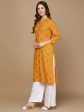 HERE&NOW Mustard Yellow & Red Ethnic Motifs Printed Kurta For Sale