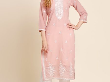 HERE&NOW Ethnic Motifs Embroidered Sequined Georgette Kurta Sale