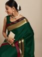 Saree Mall Green & Maroon Zari Silk Blend Uppada Sarees Fashion