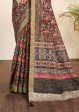 Brown Bhagalpuri Silk Floral Print with Hand work & Stone Work Border Saree - Norita Nirvi Sale