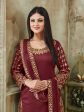 Myra Red Art Silk Real Glass Work Suit Hot on Sale