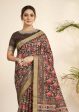 Brown Bhagalpuri Silk Floral Print with Hand work & Stone Work Border Saree - Norita Nirvi Sale