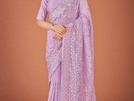 Vamsee Lavender Georgette Designer Saree For Sale