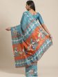 Saree Mall Blue & Beige Ethnic Motifs Print Bhagalpuri Saree Sale