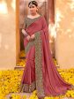 Saree Mall Zari Mauve & Purple Silk Blend Sarees Online now