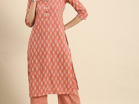 Anouk Ethnic Motifs Printed Pure Cotton Kurta With Palazzos Cheap