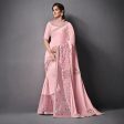 Pink Lycra Raw Silk Sequins Embroidery, Applique Work Saree - Norita Eileen Supply