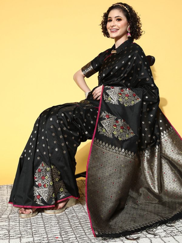 Saree Mall Ethnic Motifs Saree with Solid Border Discount