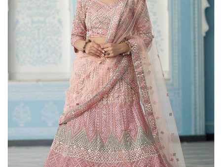 Myra Beautiful Peach Organza Embroidered Lehenga Hot on Sale