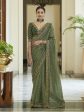 Myra Olive Green Embroidered Organza Fancy Saree Online